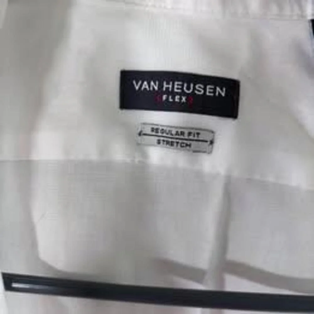 VAN‎ HEUSEN FLEX REGULAR FIT STRETCH DRESS SHIRT MENS SIZE 15 32 33 WHITE